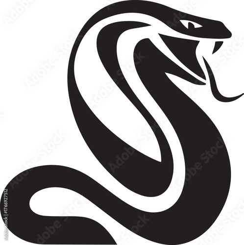 Silhouette Style Vector Snake Logo Icon for Modern Branding, Wildlife, Reptile, Tattoo, Sports Team, Security Company, Minimalist Design, and Professional Business Identity Graphic Illustration