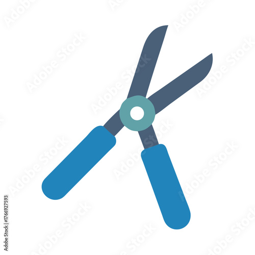Minimalist illustration of garden shears against black background for gardening concepts
