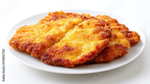 Knusprige Schweineschnitzel auf weißem Teller