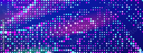 Technology dot halftone backdrop for big data, web, artificial intellegent. Tech wave texture halftone. Quantum wallpaper banner vector 10 eps