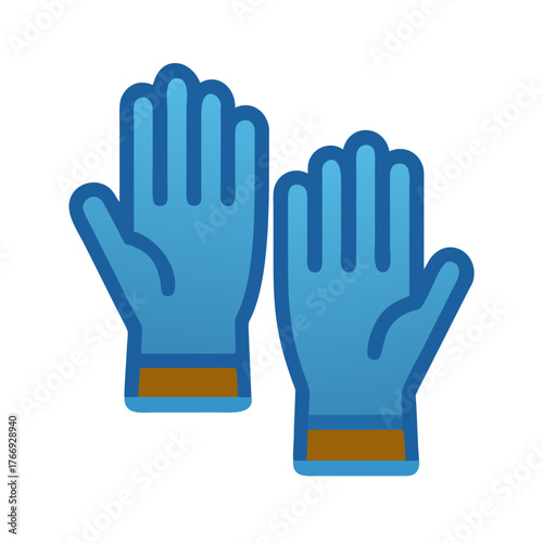 Two blue protective gloves against a black background, safety or healthcare themed