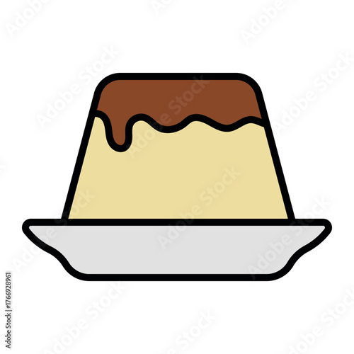 Pudding Icon – Sweet Dessert Vector Illustration for Cafe and Bakery Design