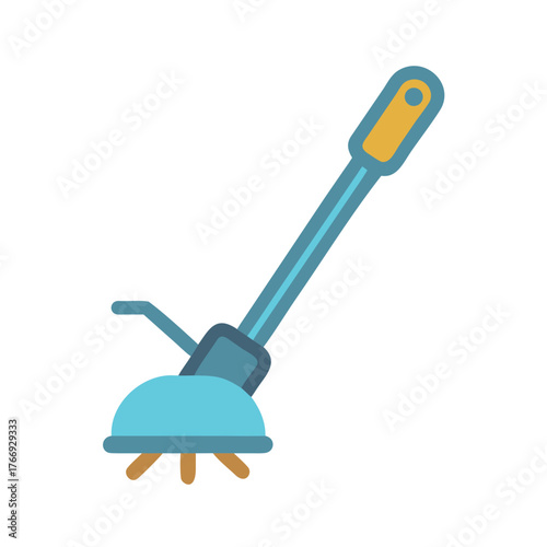 A flat vector style weeding tool for garden maintenance isolated on black