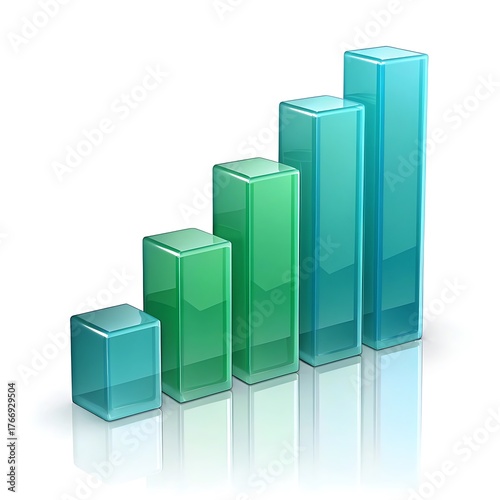 Free Download 3D A visual representation of increasing data with blue and green bars on a white background - GFXLoad