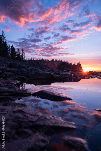 Vibrant Sunrise Over Rugged North Shore Cliffs