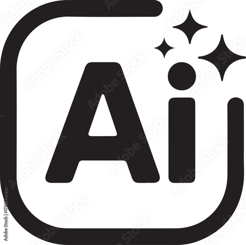 Generative AI logo icon with star and square icon. Generative Ai logo. Artificial intelligence icon symbol. Vector illustration.AI generated icon. Artificial intelligence concept.  AI logotype.