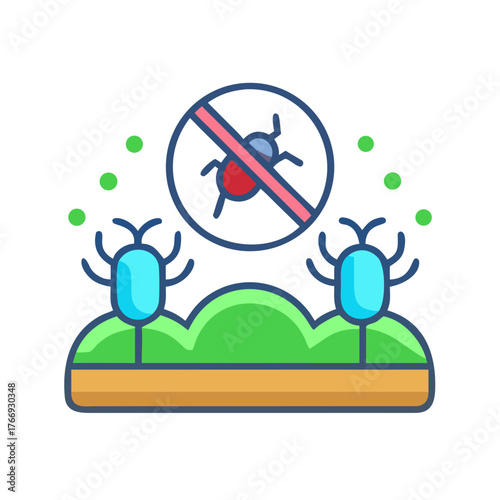 Pest Control Icon: Vector illustration of extermination, agriculture, and environmental care concept.
