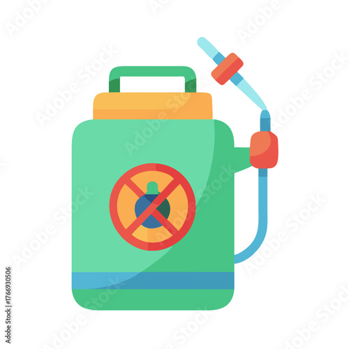 Vector graphic of pesticide sprayer with no pesticide symbol on black background