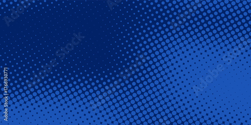 Abstract halftone texture blue background in geometric style. Dots pop art comics with summer background.