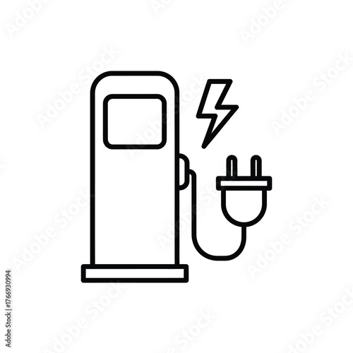 Electric Car Charging Station Icon, Innovative Green Energy for Sustainable Transport Future