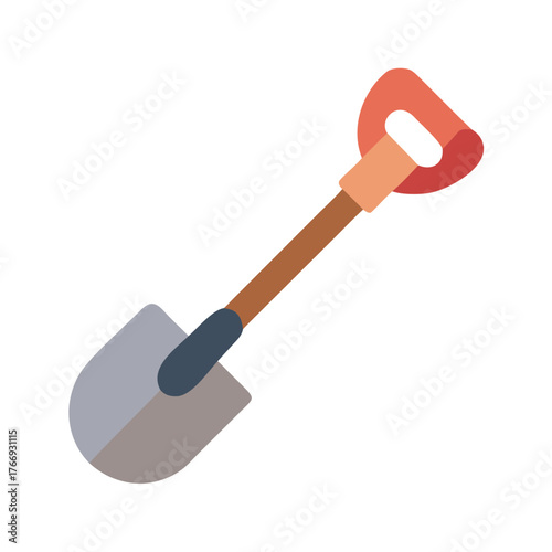 A simple flat vector illustration of a shovel isolated on a black background