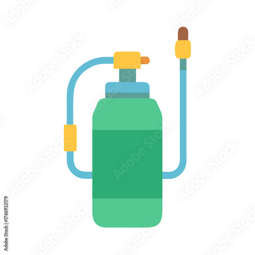 Flat design vector illustration of a garden sprayer tool against black background