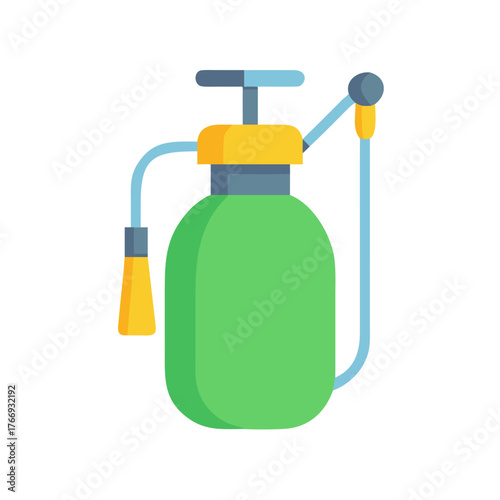 A flat design vector illustration of a garden sprayer with clean lines