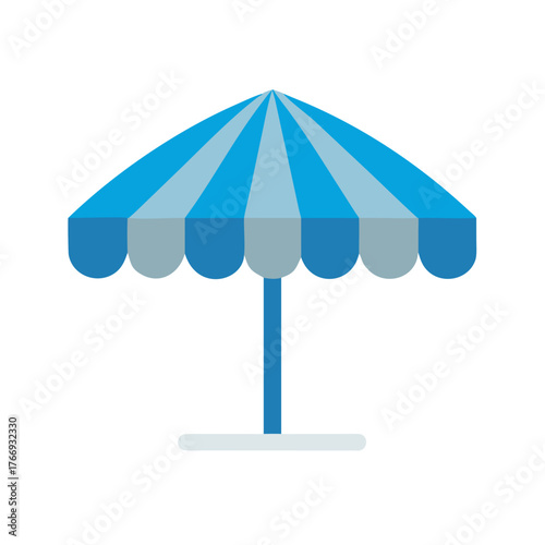 Striking blue and gray beach umbrella against black backdrop providing shade and style