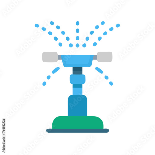 Isolated lawn sprinkler illustration on black background providing irrigation for gardening