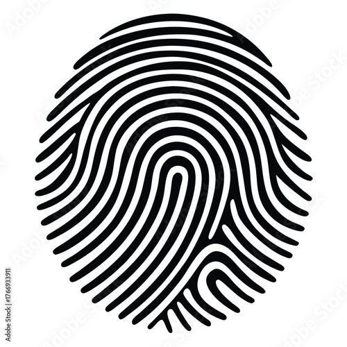 Close up shot showing a black fingerprint pattern on a plain white surface