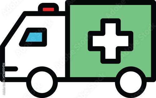 a cartoon drawing of an ambulance vehicle