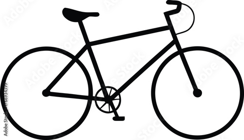 Simple black bicycle with wheels and handlebars silhouette