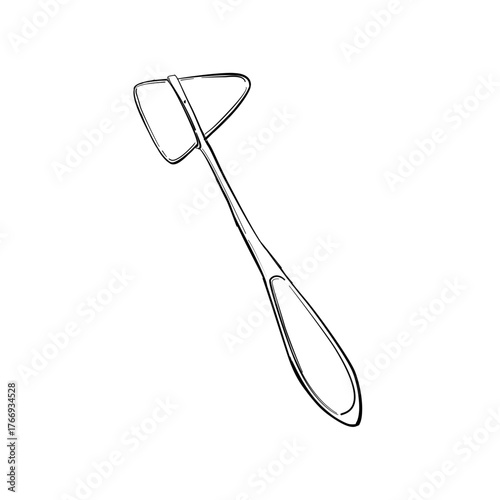 Medical reflex hammer vector line art hand drawn illustration 
