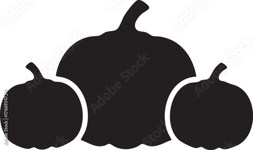 Autumn Pumpkin Patch Silhouettes Clustered High Contrast Organic Farm Design