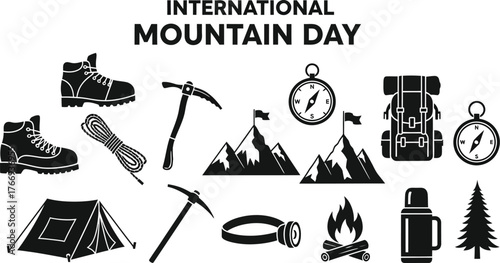International mountain day vector illustration for greeting card, poster, banner, logo, icon and print design element
