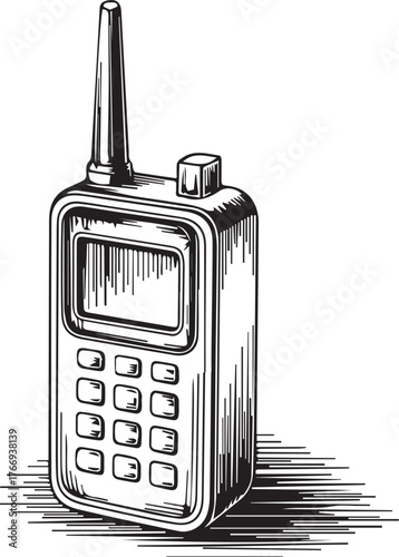Vector art of walkietalkie illustration with antenna and buttons