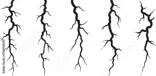 Vector art of set of crack for wall or ground design