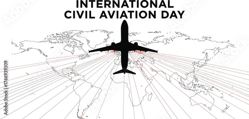 International civil aviation day illustration, highlighting global air travel and the importance of aviation safety