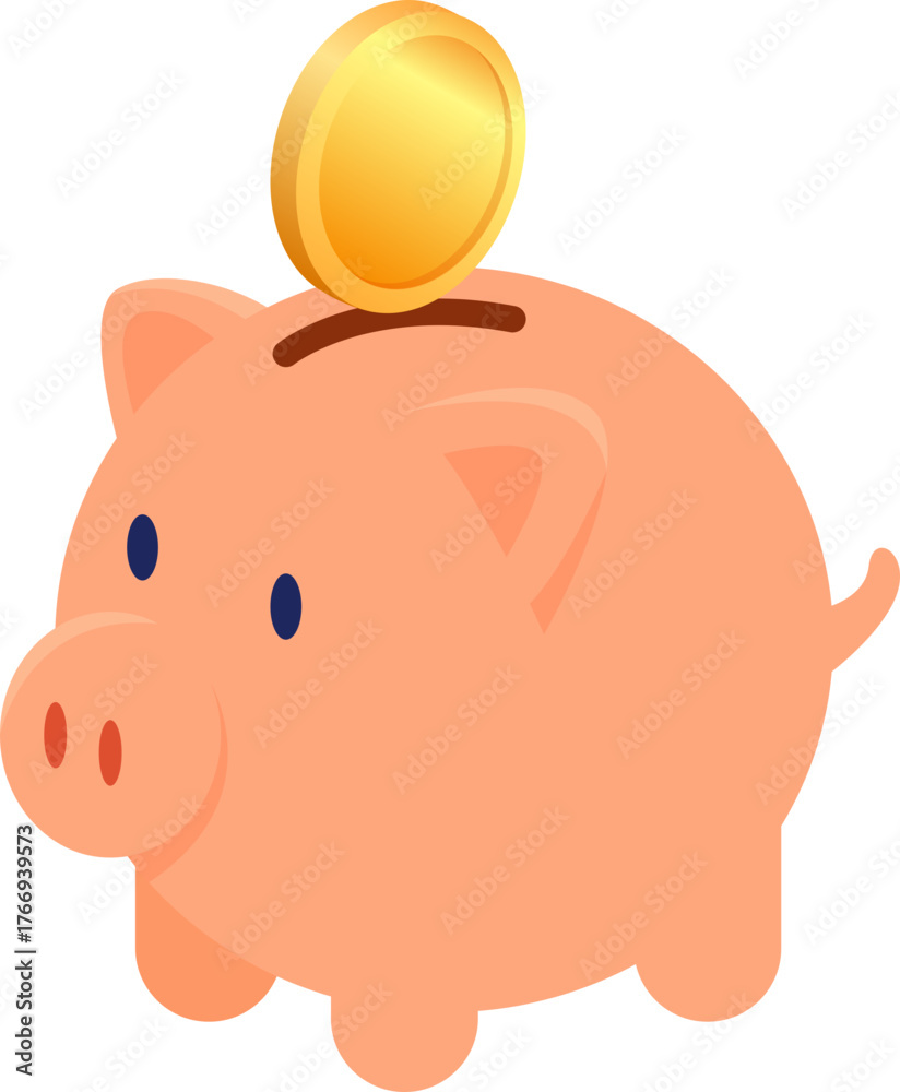 Fototapeta premium Piggy bank, a symbol of saving money flat illustration design