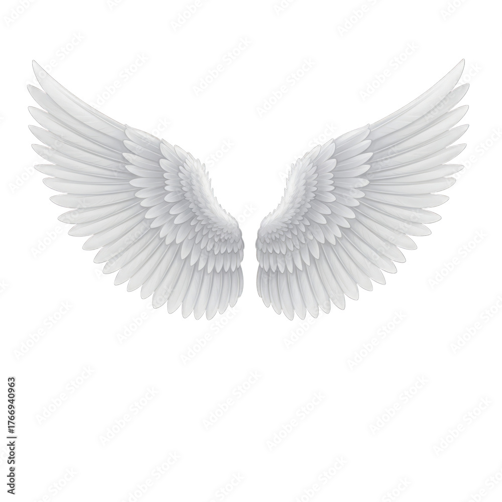 Fototapeta premium White Angel Wings Spread isolated on a transparent background