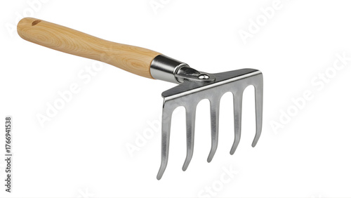Buy garden hand rake tool for soil preparation and weeding with wooden handle online best price sale now on transparent background