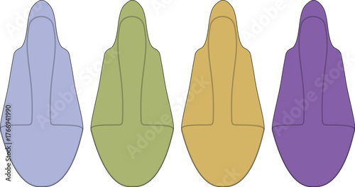 Abstract illustration of footwear, presenting a diverse selection of colorful shoe designs for conceptual representation