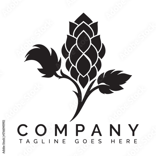Black hop plant logo leaf stem