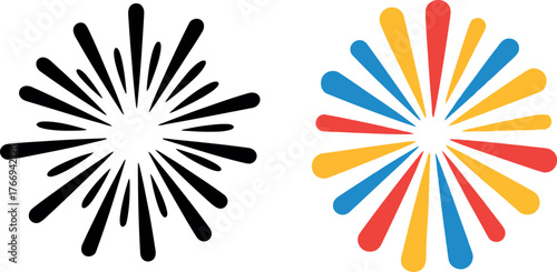 Abstract Burst of Energy Celebration Design Elements in Black and Colorful Style