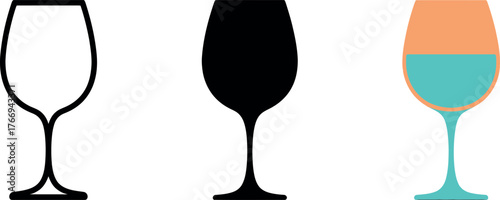 Elegant wine glass silhouettes and a colorful illustration for creative designs projects