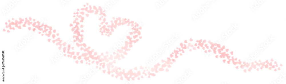 Lineart hearts confetti ribbon line drawing in watercolor style. Design elements.