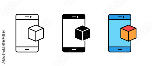 Augmented Reality Icon represents immersive technology, digital innovation, and interactive experience in stroke, filled, and colored styles. Perfect for gaming, tech, and design use.