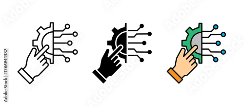 Digital Transformation Icon represents innovation, technology, and business growth in stroke, filled, and colored styles. Perfect for fintech, corporate, and modern tech design use.