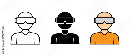 Virtual Reality Icon represents immersive technology, gaming, and digital experience in stroke, filled, and colored styles. Perfect for tech, entertainment, and innovation design 