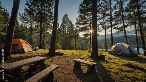 Tent camp, camping in the forest