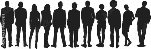Diverse Business People Silhouettes, Professional Team Group, Corporate Staff Standing, Anonymous Crowd, Human Resources Concept, Collaboration Community, Networking Event, Workforce Diversity, 