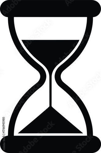 Classic hourglass illustration in black and white for time management concepts