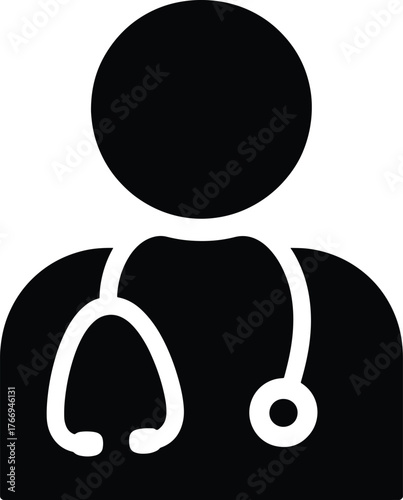 Doctor or healthcare professional icon with stethoscope graphic resource design