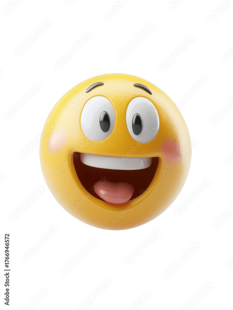 Fototapeta premium Cheerful emoji face with open mouth joy expression