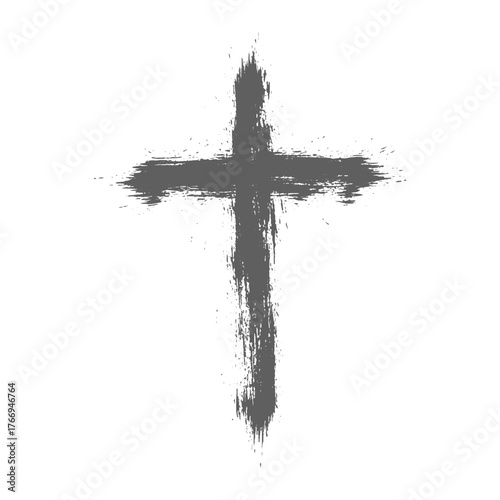 Distressed Brushstroke Cross Symbol