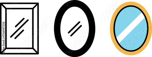 Set of different mirror shapes vector illustration design for household decoration and bathroom fittings