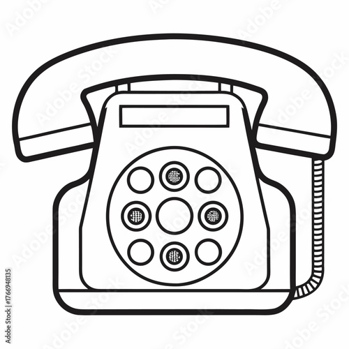 Simple outline of a landline telephone on a white background
