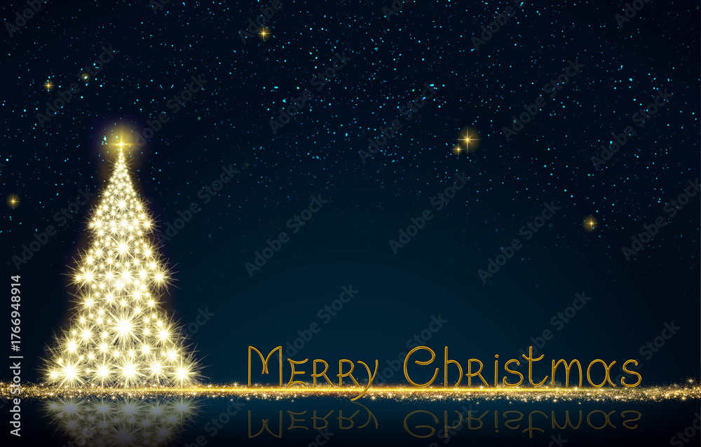 Naklejka premium Christmas tree isolated on night stars background.