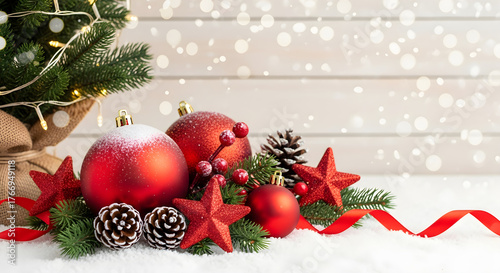 Festive Christmas Decor with Red Baubles