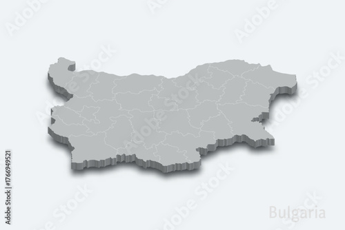 Bulgaria 3d map with borders regions